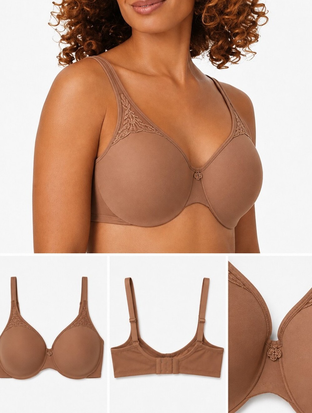 Lilyette by Bali Full Coverage Underwire Minimizer Bra 34DD Brown NWOT